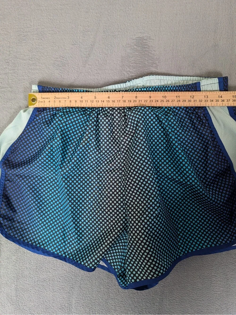 Pink Victorias Secret L Blue Polka Dot Running Athletic Lined Shorts Active Gym